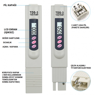 TDS3 KALEM TİPİ ARITMA SU TEST ÖLÇÜM CİHAZI